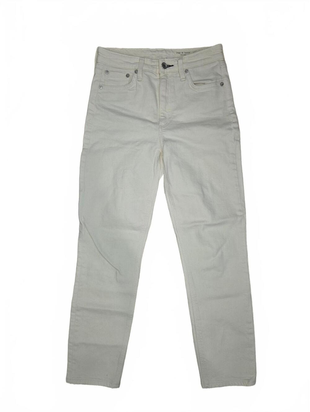 Rag & Bone Nina High Rise Ankle Cigarette Jeans Womens 25 White Organic Cotton